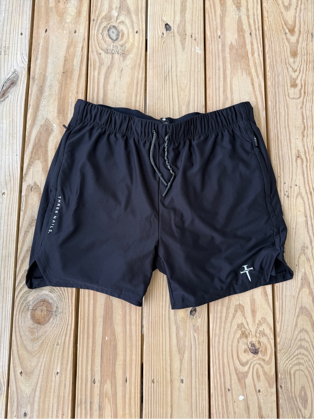 Three Nails Men's XL Lined Black Athletic Training Shorts Running Workout